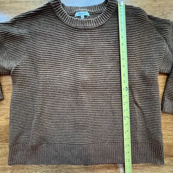 ⭐️ Madewell Greensboro Button-back Ribbed Sweater Heather Cinnamon Brown LARGE - Picture 11 of 13